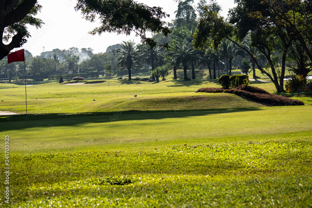 Golf course in beautiful nature in a country of Thailand