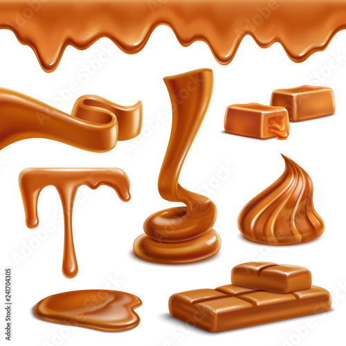 Caramel Sweets Realistic Set 