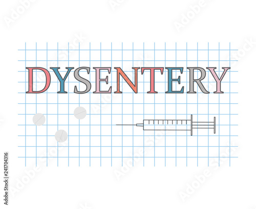 Dysentery word on checkered paper sheet- vector illustration