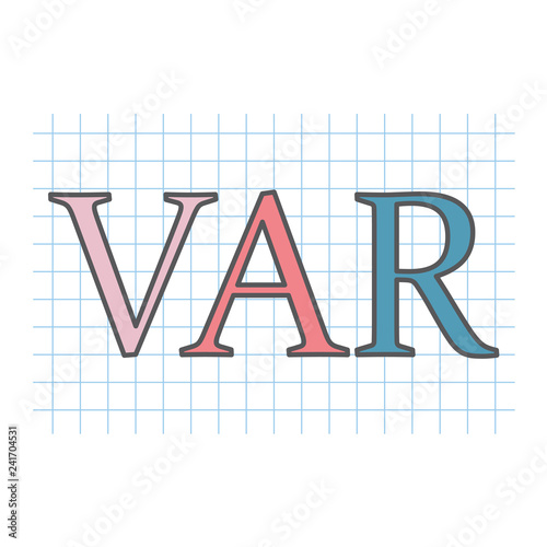 VAR (Value-added reseller) acronym on checkered paper sheet- vector illustration