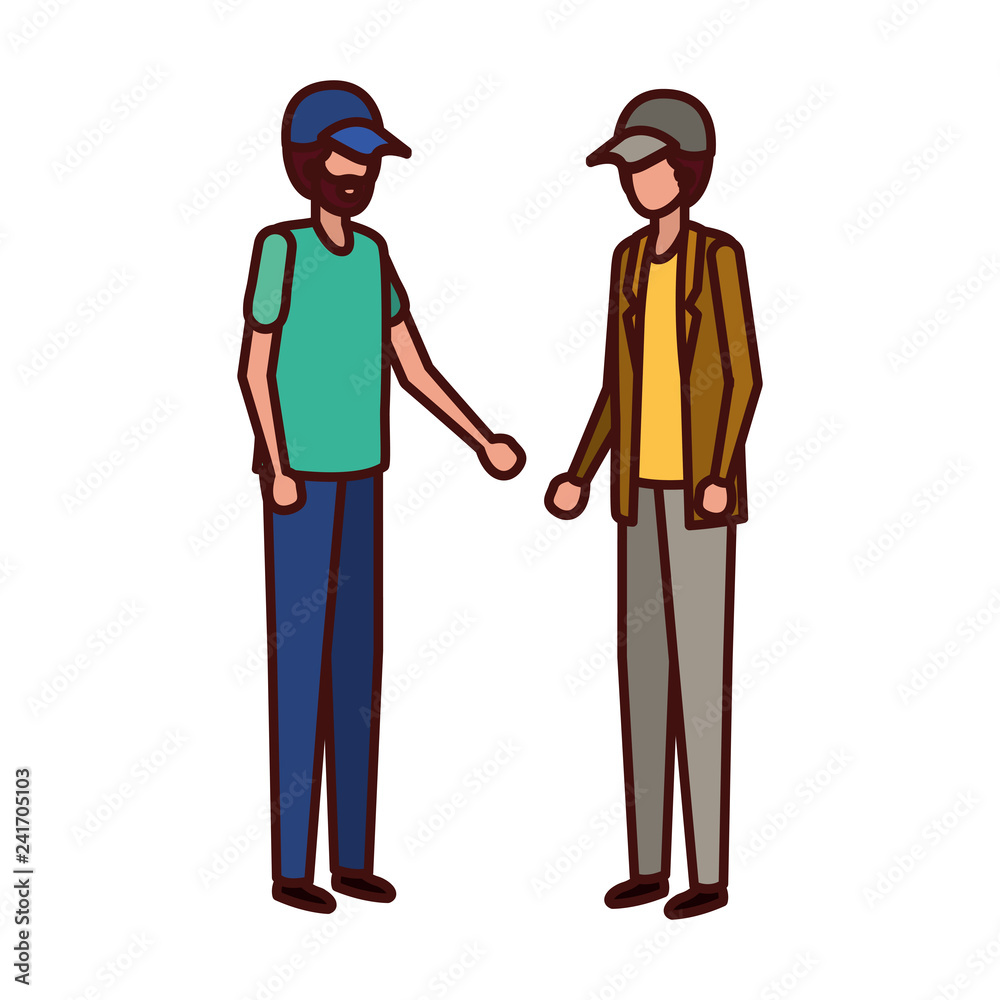 young men standing avatar character