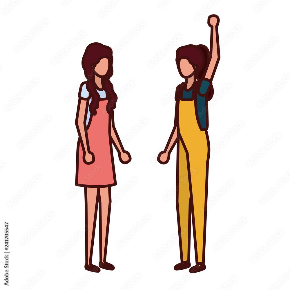 young women standing avatar character young women standing avatar character