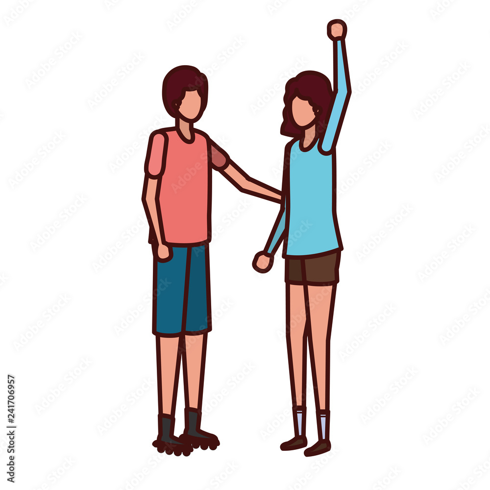 young couple avatar character young couple avatar character