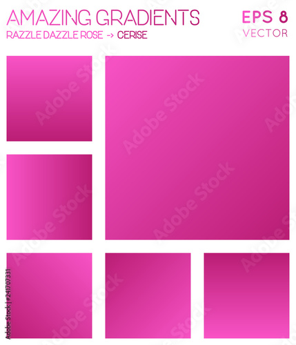 Colorful gradients in razzle dazzle rose, cerise color tones. Adorable gradient background, lively vector illustration.