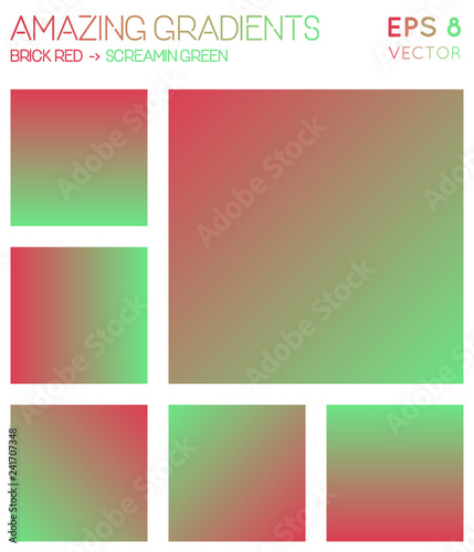 Colorful gradients in brick red and screamin green color tones. Adorable gradient background, incredible vector illustration.