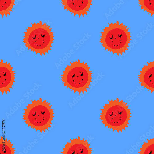 Vector seamless pattern with sun. Surface for wrapping paper, shirts, cloths, Digital paper