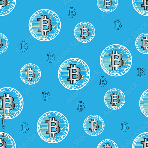 Vector seamless pattern with bitcoin symbol. Surface for wrapping paper, shirts, cloths, Digital paper