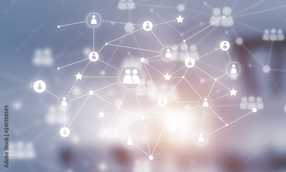 Concept of networking and connection against modern office blurred background Concept of networking and connection against modern office blurred background