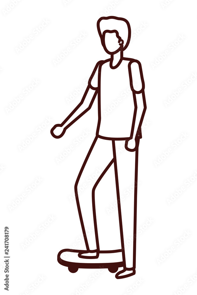 young man practicing skateboard character young man practicing skateboard character