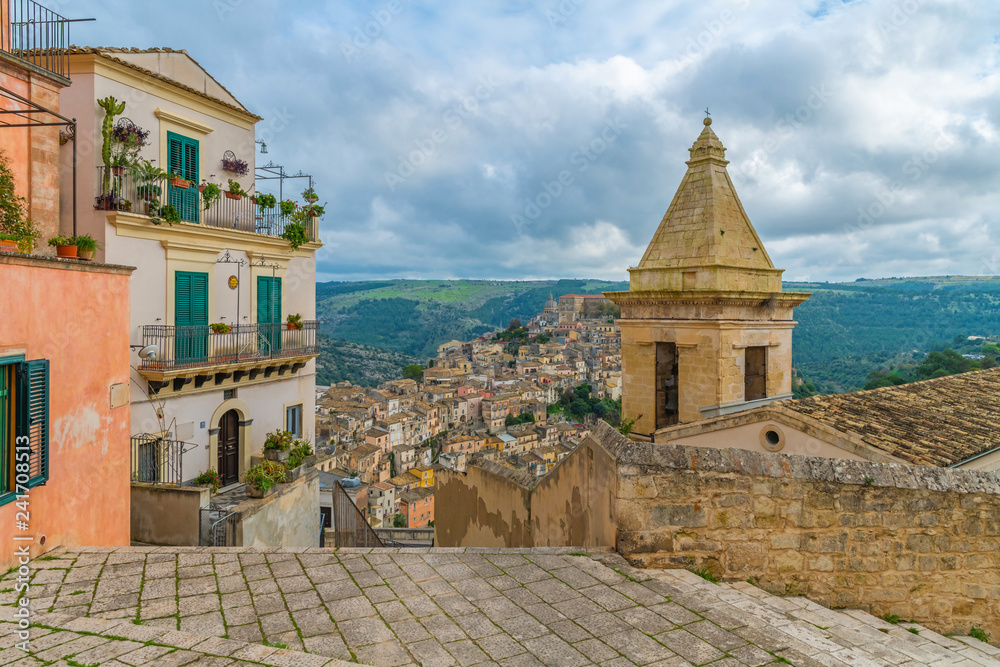 Obraz premium Ragusa Ibla, the lower and older part of the italian baroque town of Ragusa in Sicily, Italy