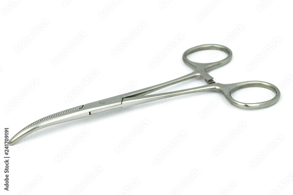 Medical tool, The curved artery forceps on the white background Medical tool, The curved artery forceps on the white background
