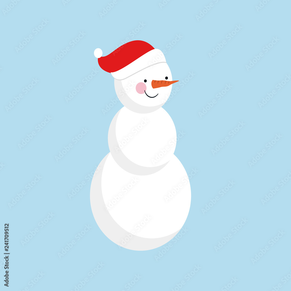 Snowman .Christmas snowman isolated on blue background. Winter. Vector illustration. EPS 10.