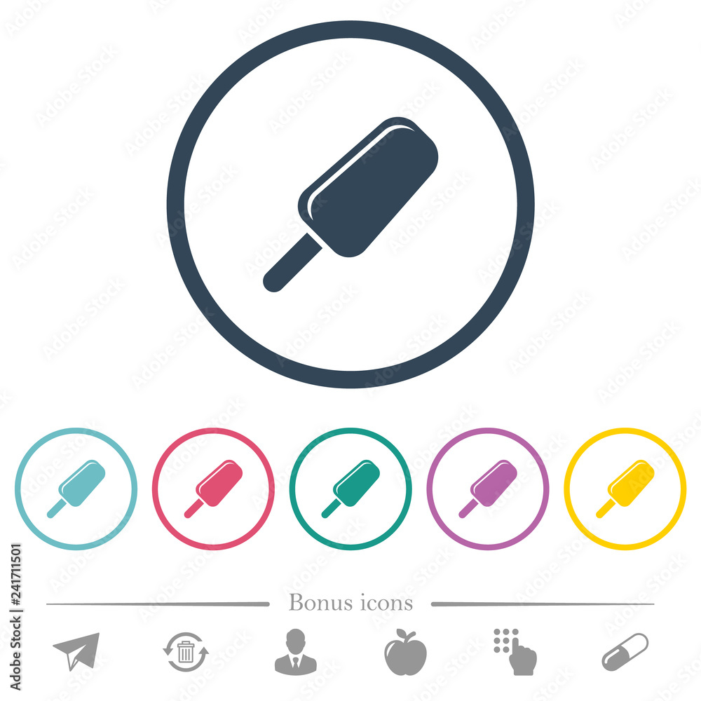Ice lolly flat color icons in round outlines Ice lolly flat color icons in round outlines
