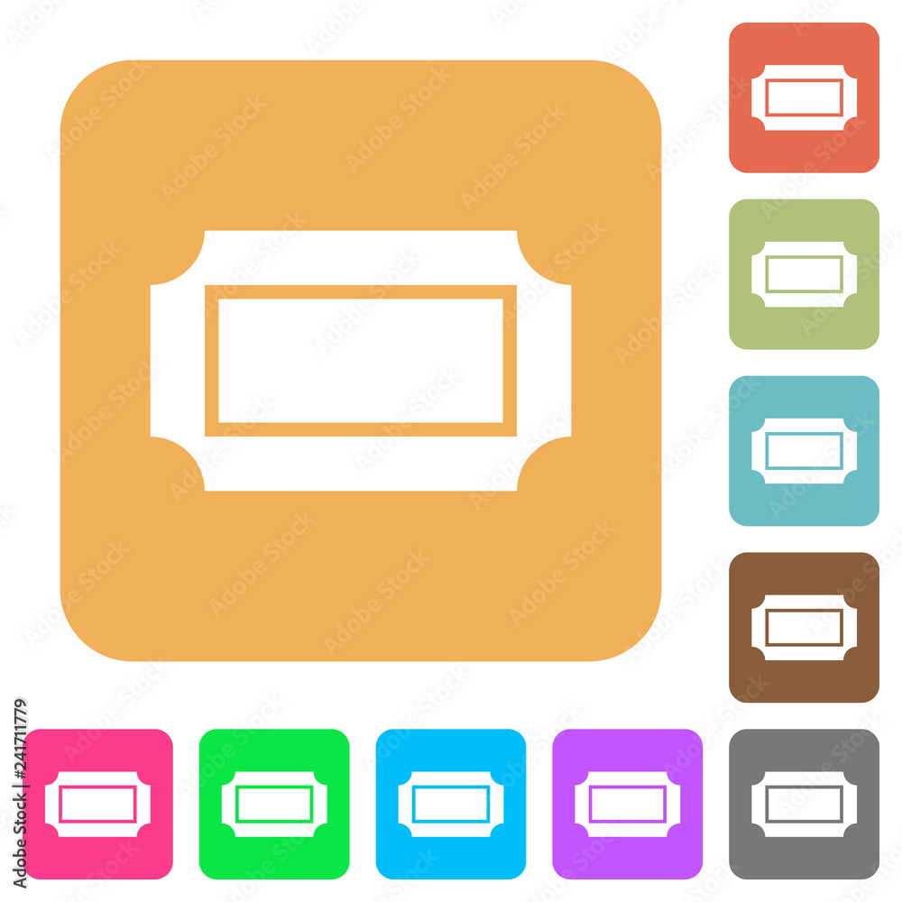 Ticket with straight edges rounded square flat icons Ticket with straight edges rounded square flat icons