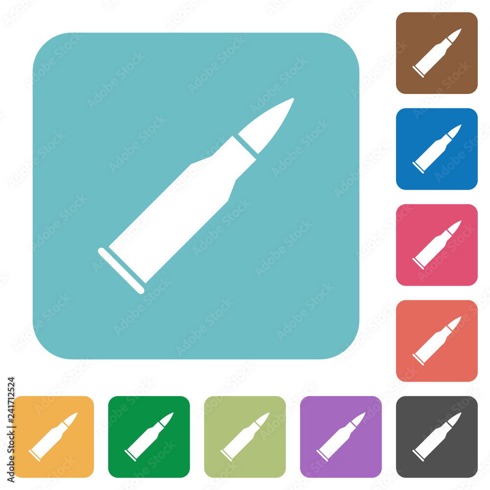 Bullet rifle ammo rounded square flat icons Bullet rifle ammo rounded square flat icons