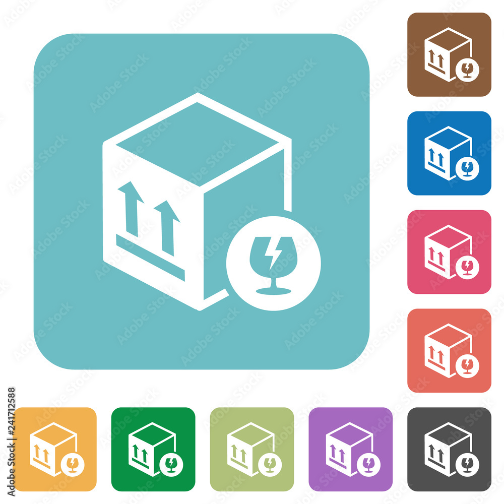 Fragile package rounded square flat icons Fragile package rounded square flat icons