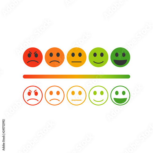 Vector image set of emoticons for rating or feedback.Rating satisfaction.