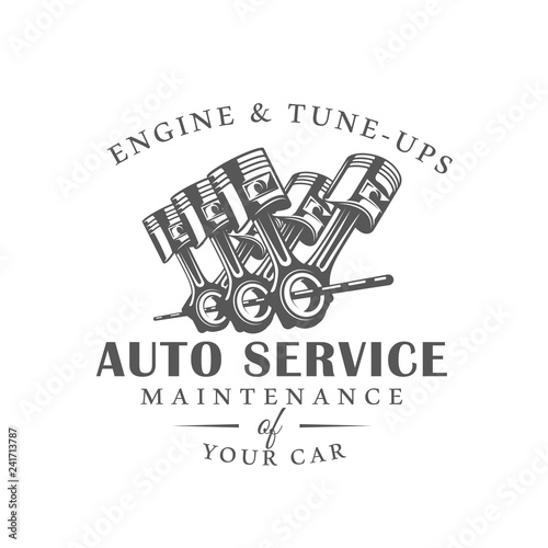 Car service label isolated on white background