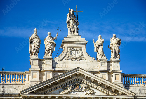 Fragment of the balustrade of the Cathedral of St. John the Baptist on the Lateran Hill in Rome photo