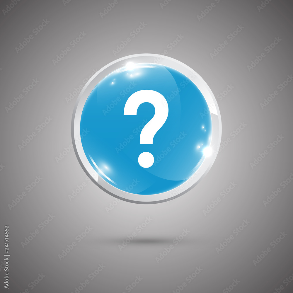 Glossy Rounded Button with Question Mark