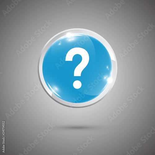 Glossy Rounded Button with Question Mark