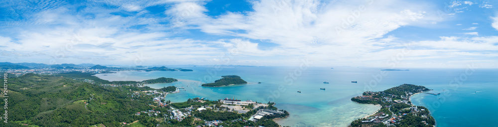 Aerial view drone shot of panorama phuket island beautiful island in thailand Aerial view drone shot of panorama phuket island beautiful island in thailand