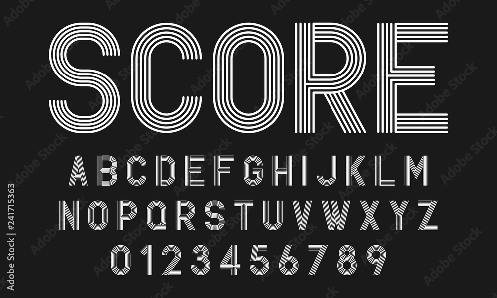 Set of alphabets fonts letters and numbers modern abstract design with lines vector illustration