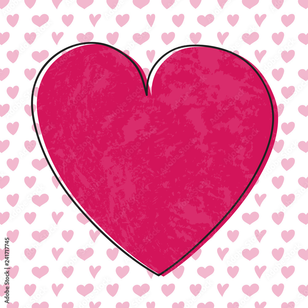 Background with cute hand drawn hearts for Mother's Day, Women's Day and Valentine's Day. Vector