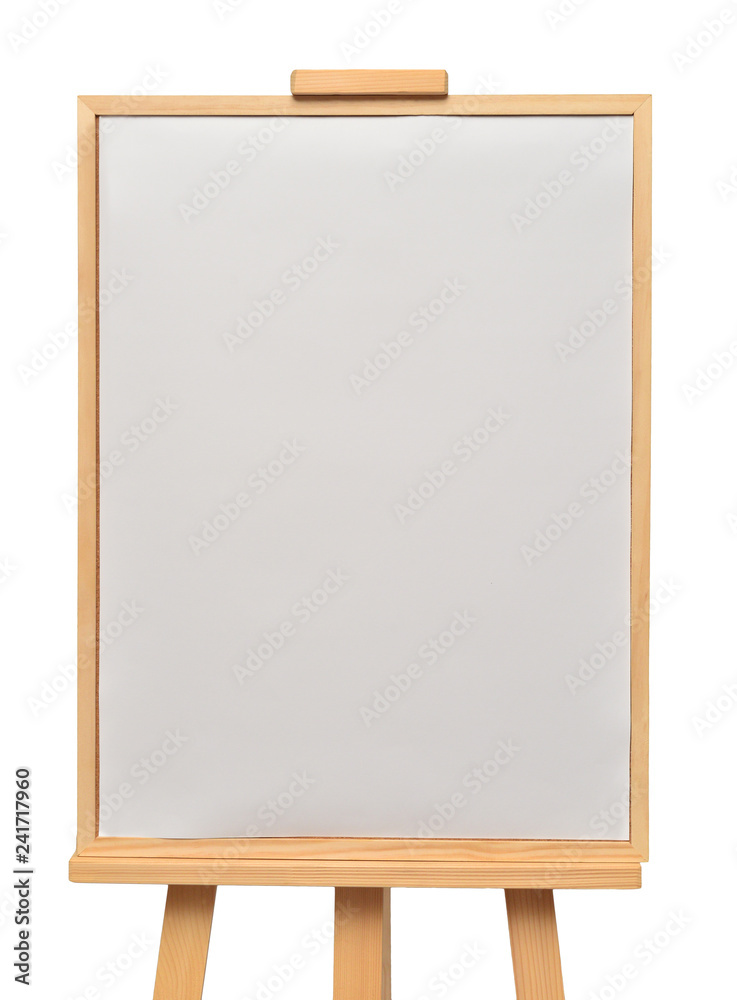 Easel with frames empty for drawing isolated on white background. Horizontal paper sheets. Object, set. Wooden, mock up. Education, school, artist. Creative concept and idea of art Easel with frames empty for drawing isolated on white background. Horizontal paper sheets. Object, set. Wooden, mock up. Education, school, artist. Creative concept and idea of art