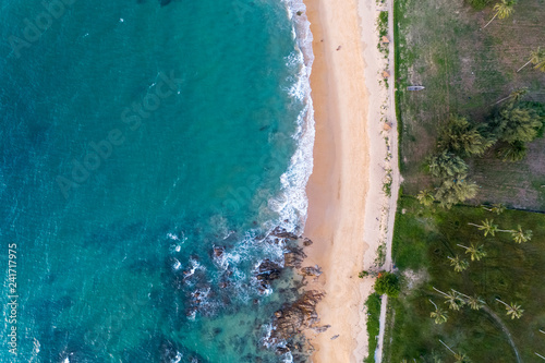 Top view landscape of Beautiful tropical sea in summer season image by Aerial view drone shot  high angle view