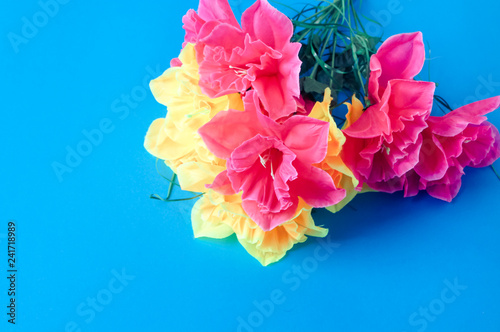 Flowers on a bright background Flat Lay © AnnyStudio
