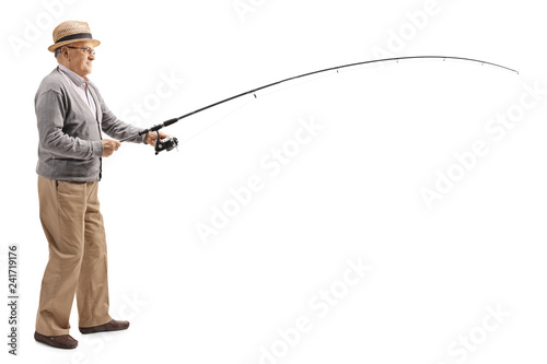 Mature man with a fishing rod