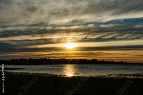 Sunset river horizon view © Amnatdpp