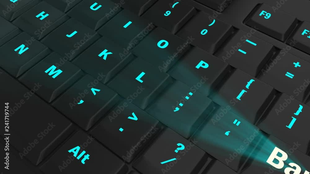 pointing the camera on blue glowing Bargain key on black computer keyboard pointing the camera on blue glowing Bargain key on black computer keyboard