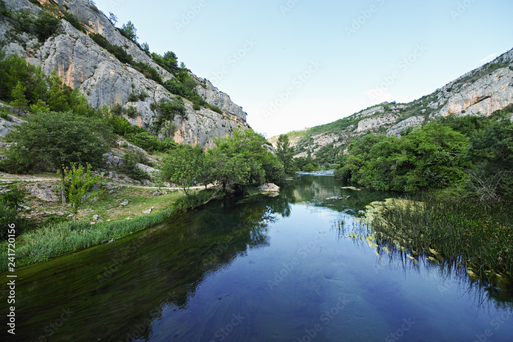 Roski slap.Krka river in Krka National Park. Croatia. Dalmatia