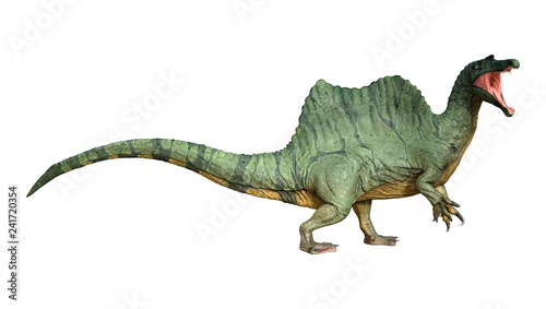 3D Rendering Dinosaur Spinosaurus on White