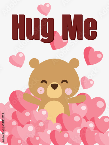 Cute bear and plenty of heart background.