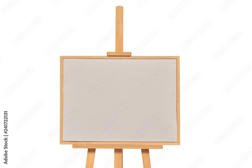 Easel empty for drawing isolated on white background. Horizontal paper sheets. Object, set. Wooden, mock up. Education, school, artist. Creative concept and idea of art Easel empty for drawing isolated on white background. Horizontal paper sheets. Object, set. Wooden, mock up. Education, school, artist. Creative concept and idea of art