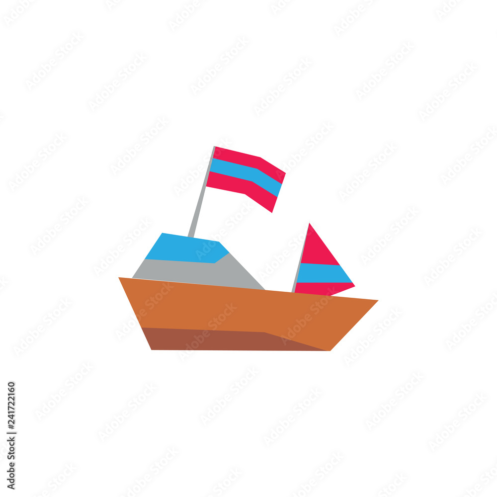 colorful boat with flag symbol vector
