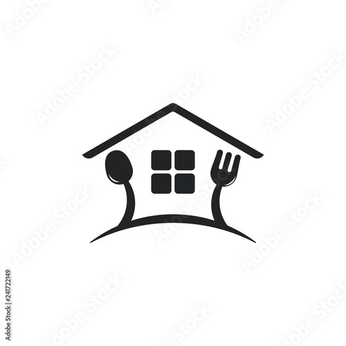 spoon fork restaurant house logo vector