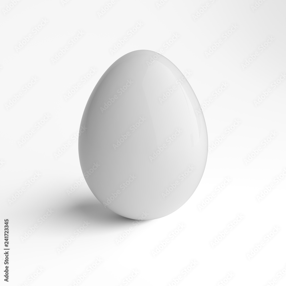 White glazed egg on grey decolor background. 3D Render. White glazed egg on grey decolor background. 3D Render.