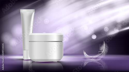 Cosmetic Bottle Poster Vector. Marketing Ads. Facial Care. Beauty Bckground. Spray, Cream. Liquid Soup, Shampoo. Lotion, Gel. 3D Mockup Realistic Illustration