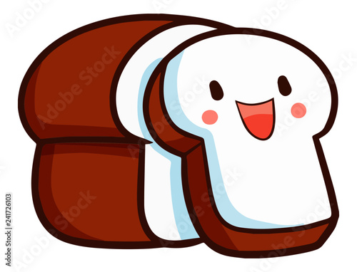 Cute and funny bread laughing happily - vector
