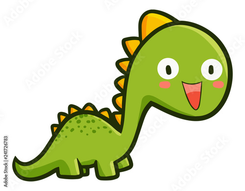 Funny and cute green dinosaurs laughing - vector