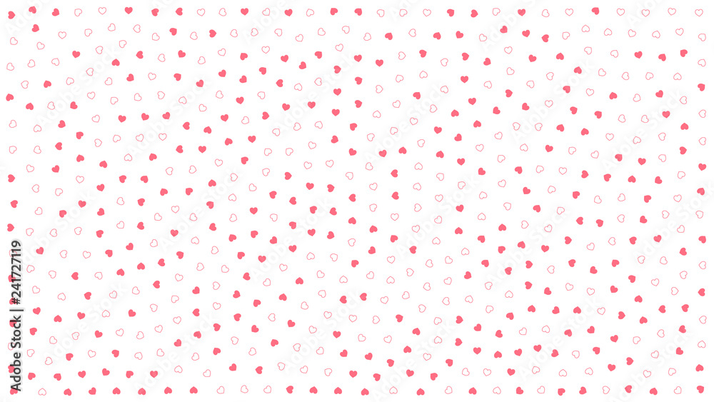 Cute hearts. Background with small hearts. Pattern with small soft pink hearts on white background. Template for greeting card Happy Valentines day, textile design, love concept. Vector illustration.