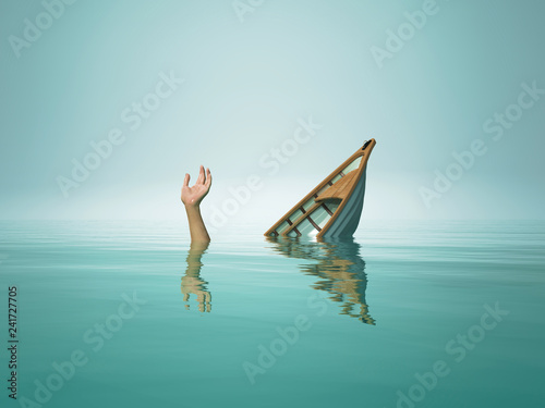 Fotografija The person who sinks with the boat.