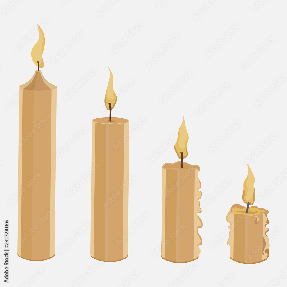 a set of burning wax candles, romantic nastraenie, decoration of a set of burning wax candles, romantic nastraenie, decoration of
