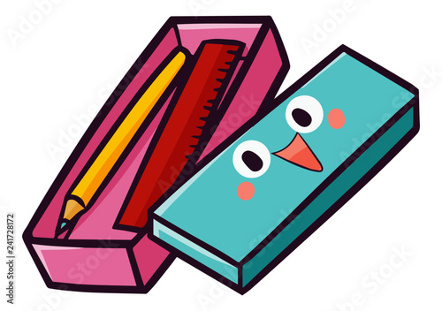 Cute and funny pencil box for children - vector