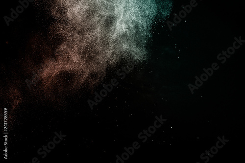 Deep ocean and Living Coral Color of the year 2019, powder splash for makeup artist or graphic design