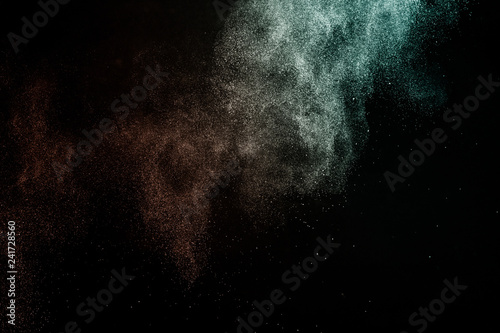 Deep ocean and Living Coral Color of the year 2019, powder splash for makeup artist or graphic design